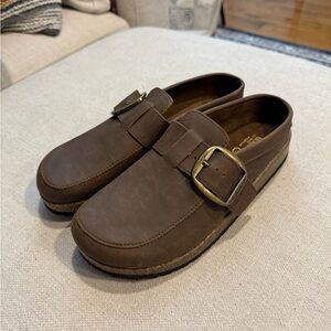 White Mountain Women's Bueno Slip On Clogs, Brown Leather, Sz 9, NWOT